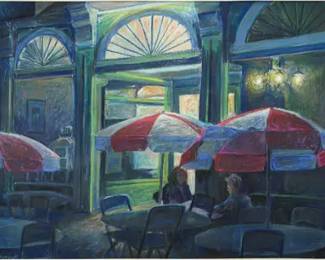 Spande, Thomas B. NIGHT CAFE Framed Oil Pastel Painting
