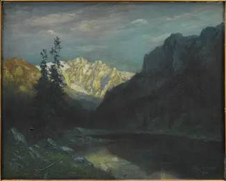 Schmidt, F. Antique German Oil on Canvas ALPENGLUHN Framed Painting
