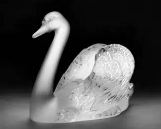 Large Lalique "Swan Head Up" Crystal Art Glass Sculpture
