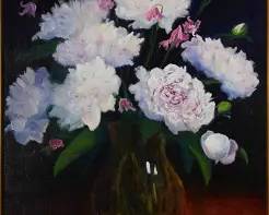 Porter, James. PEONIES Framed Oil on Canvas Painting
