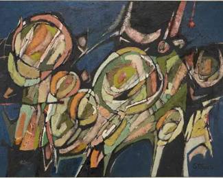 Staven, Leland. ORION #6 Acrylic on Canvas Framed Abstract MCM Painting
