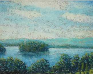 Artist Signed Oil Pastel BIG SQUAM Framed Cape Cod Painting
