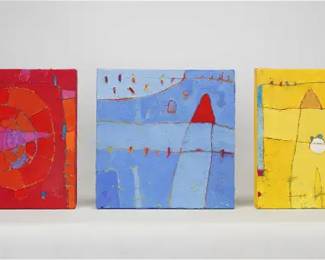 Alvarez, Marco. MONTET ROJO, EL LABERINTO, DOS MONTES Acrylic on Canvas Painting Triptych
