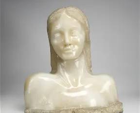 Guti, Felipe. Huge 20thC Carved Alabaster Sculpture 3/4 Bust of a Woman
