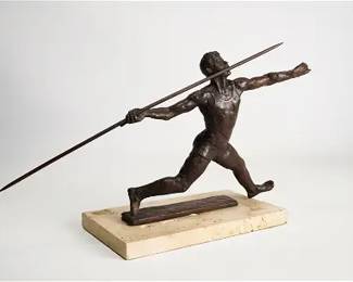 Gittings-Kelsey, Sterett. Olympic Javelin Thrower Bronze Sculpture 1976
