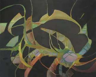 Cynthia M. Young Abstract Acrylic on Canvas Framed Painting
