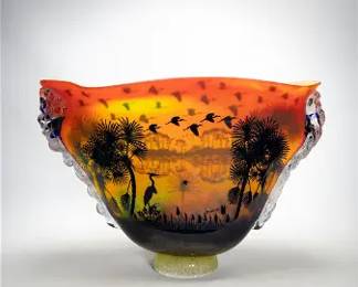 Boux, Chuck. KEY WEST SUNRISE Large Hand Blown Glass Vase
