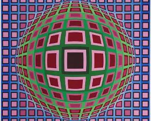 Vasarely, Victor. COSCA II "VP 100" Signed and Numbered Artist Proof Silkscreen Loose Print

