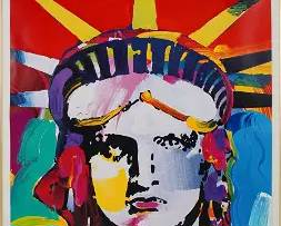 Max, Peter. LIBERTY HEAD Acrylic Painting
