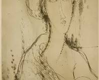 Modigliani, Amedeo. HEAD OF A WOMAN Framed Lithograph Print

