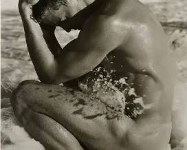 Ritts, Herb. Framed Photograph UNTITLED NUDE VIII Man on Miami Beach
