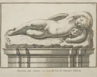 Aquila, Francesco Faraone. Original Copperplate Etching SLEEPING PUTTI Framed Print
