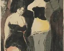 Schneuer, David. BROTHEL SCENE Original Serigraph Framed German Expressionist Print
