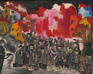 Mid 20thC Acrylic Painting SOLDIER SCENE
