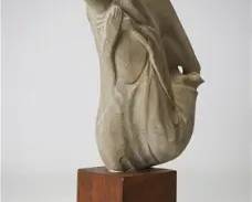 Artist Signed Carved Stone Angel Statue Sculpture on Plinth
