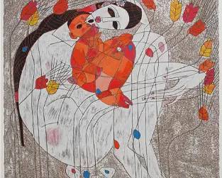 Jiang, Tiefeng MOTHER AND CHILD Framed Color Serigraph Print
