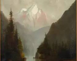 Antique 19thC American West Landscape MOUNT WINCHELL YOSEMITE VALLEY Oil on Canvas Framed Painting
