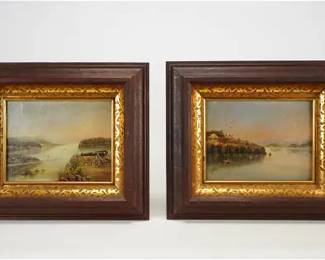 Williams, Charles F. Two Antique 19thC Gilt Framed Waterscape Oil Paintings
