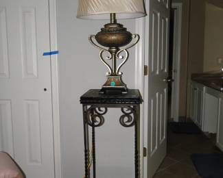 Nice lamp and tall stand too