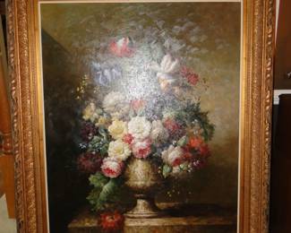 Remarkable framed floral art piece