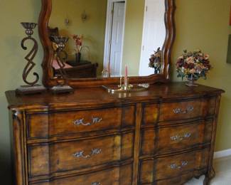 Extraordinary large dresser and matching mirror