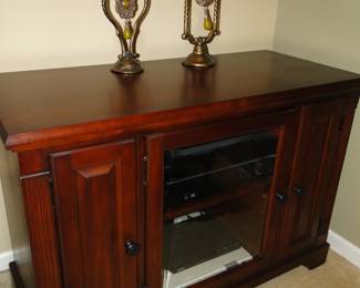 Could also be used as a bar area, and wonderful as an electronic storage cabinet too, but the bar idea is even better