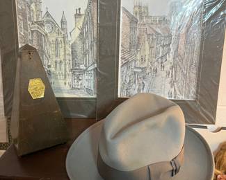 VINTAGE STETSON HAT, ETCHINGS