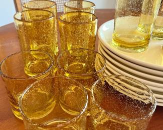 Hand blown glass tumblers, glasses