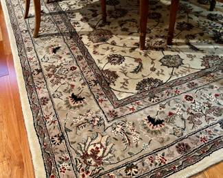 Grey, cream, black, Burgundy area rug