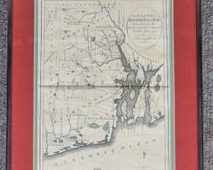 Antique Original State of Rhode Island Engraving Framed Map by Harding Harris
