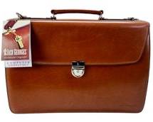 NWT Authentic JACK GEORGES HANDMADE ORIGINALS 100% Pure Leather Brown Briefcase Computer Compatible
