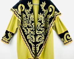 Crisca Sweater Vintage Wool/Angorrah/Silk Tunic, Size L, Olive Green, Black
