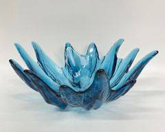 Amazing Kosta Boda Style Large Art Glass Blue Center Piece bowl
