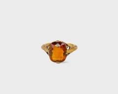 Fine 14K Yellow Gold Orange Gemstone Ring Size 4.5

