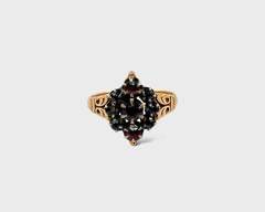 Fine 10K Yellow Gold Bohemian Garnet Ring Size 7.5
