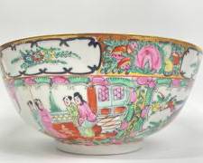 Vintage Porcelain Rose Medallion Decorative Bowl Made for Stuart Kingston Co
