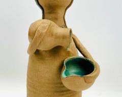 Studio Art Pottery Solveig Cox Sculpture of Woman with Pitcher MCM MID CENTURY MODERN
