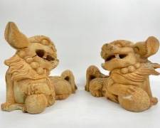 Vintage hand carved Asian foo dogs
