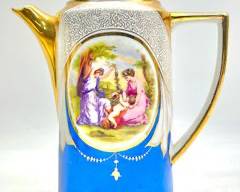 Fine Antique Continental Royal Vienna Lidded China Tea Pot Signed Angelica Kauffman
