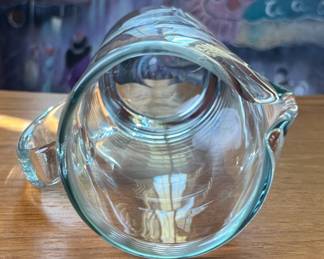 Vtg Glass Pitcher Etched W Floral Design	11in H 		110050
