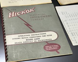 Hickok Model 6000 Vintage Mutual Conductance Tube Tester 	7.5x16.75x11.5in	16lbs 6 oz	970032
