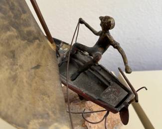C. Curtis Jere Man In a Sail Boat Bronze Sculpture Metal & Stone Midcentury Modern Sailboat Boat SIGNED	12.5x7.5x7in		130011
