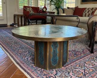 Philip & Kelvin LaVerne Chan Coffee/Cocktail Table in Bronze and Pewter	17.25 in H x 35.5in Diameter