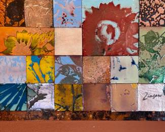 Zinargo Sweet Heart Vitreous Enamel Metal Tile Original Art&nbsp;	20x20x1.75in		104028
