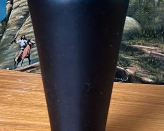 Tiffin Black Amethyst Glass Vase W Gold Hand Painted Bird	8.25 x 4.25 x 4.25 in Hole Diameter 3in		110003
