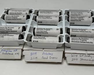 12 Rolls Uncirculated 2014-2015 American the Beautiful Quarters Smoky Mountains Shenandoah Arches Everglades 	Box:1.25x4x6in		107069
