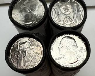 12 Rolls Uncirculated 2020 American the Beautiful Quarters Samoa Weir Farm Tallgrass Prairie 	Box:1.25x4x6in		107074
