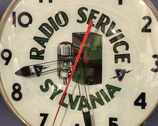 1950s Vintage Telechron Sylvania Tube Radio Service Clock Vintage Advertising 	4.45in H x 15i Diameter 	5 lbs 6 oz	970031
