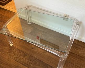 1970s Vintage Tubular Lucite & Glass Coffee Table&nbsp; Acrylic 	16x24x36in		130015
