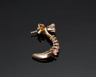 14kt Gold & Diamond Half Hoop Earrings 14k	24mm x 4.5mm W	3.7 grams 	130023
